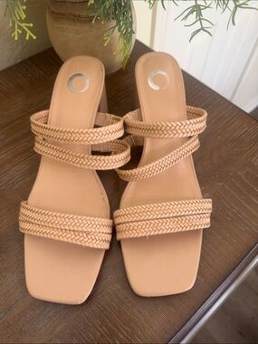 Sonoma Braided-Strap Tan Slide Mules